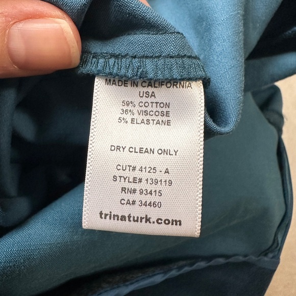 Trina Turk blue/teal tapered full-length fitted pants size 4 - Picture 5 of 7